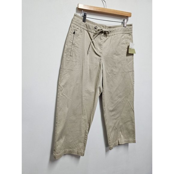 Liz Claiborne Lizwear NWT Flap Pocket Tie Waist Crop Pants Size 10 - Picture 2 of 6
